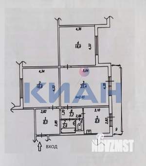 3-к квартира, вторичка, 87м2, 9/10 этаж