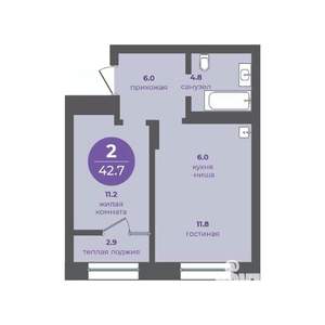 2-к квартира, вторичка, 43м2, 12/24 этаж