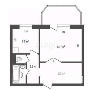 1-к квартира, вторичка, 41м2, 4/10 этаж