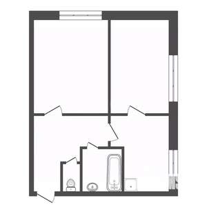 2-к квартира, вторичка, 40м2, 2/2 этаж