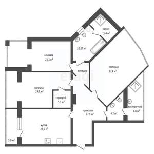 3-к квартира, вторичка, 156м2, 6/11 этаж