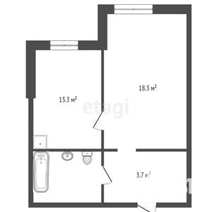 1-к квартира, вторичка, 40м2, 1/2 этаж