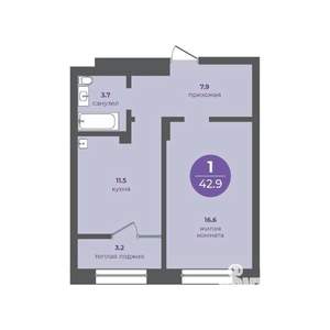 1-к квартира, вторичка, 43м2, 2/24 этаж