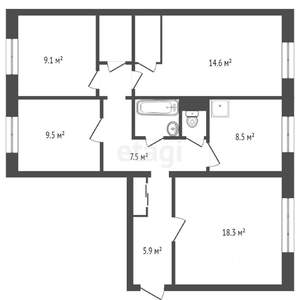 4-к квартира, вторичка, 82м2, 1/10 этаж
