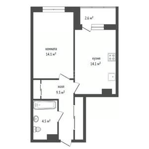 1-к квартира, вторичка, 43м2, 13/23 этаж