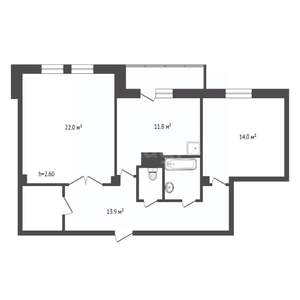 2-к квартира, вторичка, 71м2, 9/10 этаж