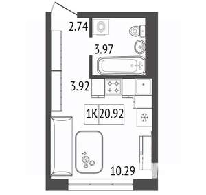 1-к квартира, вторичка, 21м2, 11/17 этаж
