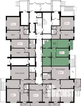 3-к квартира, строящийся дом, 74м2, 1/17 этаж