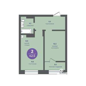2-к квартира, вторичка, 43м2, 4/24 этаж