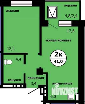 2-к квартира, строящийся дом, 41м2, 9/19 этаж