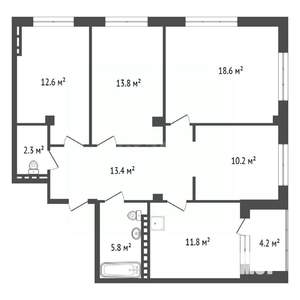 4-к квартира, вторичка, 89м2, 8/19 этаж