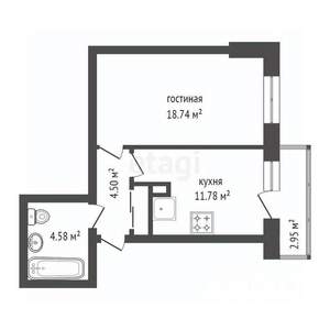 1-к квартира, вторичка, 39м2, 8/9 этаж