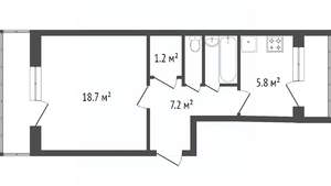 1-к квартира, вторичка, 38м2, 2/9 этаж