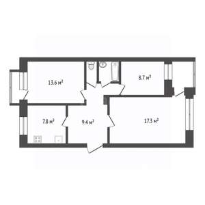 3-к квартира, вторичка, 63м2, 2/5 этаж