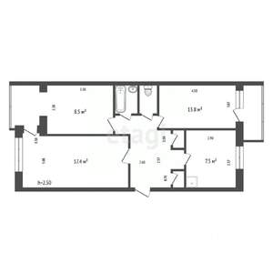 3-к квартира, вторичка, 61м2, 3/5 этаж