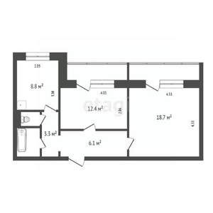 2-к квартира, вторичка, 55м2, 3/10 этаж