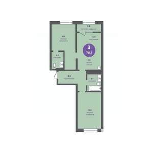 3-к квартира, вторичка, 78м2, 9/24 этаж