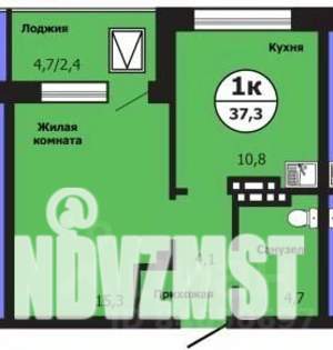 1-к квартира, строящийся дом, 38м2, 4/19 этаж