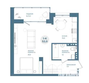 1-к квартира, вторичка, 52м2, 5/19 этаж