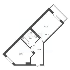 2-к квартира, вторичка, 64м2, 5/7 этаж