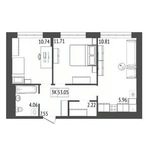 3-к квартира, вторичка, 53м2, 3/17 этаж