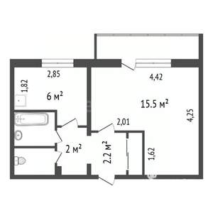 1-к квартира, вторичка, 31м2, 2/9 этаж