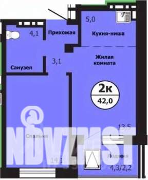 2-к квартира, вторичка, 42м2, 9/19 этаж