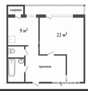 1-к квартира, вторичка, 48м2, 9/10 этаж