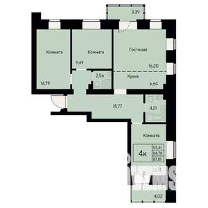 4-к квартира, строящийся дом, 88м2, 3/8 этаж