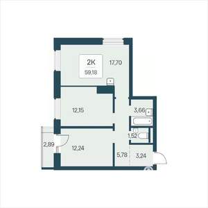 2-к квартира, строящийся дом, 59м2, 5/25 этаж