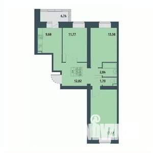 3-к квартира, строящийся дом, 72м2, 9/9 этаж
