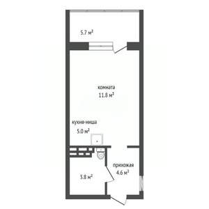 Студия квартира, вторичка, 27м2, 7/9 этаж