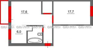 2-к квартира, вторичка, 49м2, 5/5 этаж