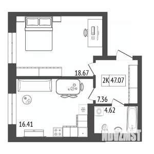 2-к квартира, вторичка, 47м2, 10/17 этаж