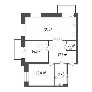 3-к квартира, вторичка, 106м2, 16/27 этаж
