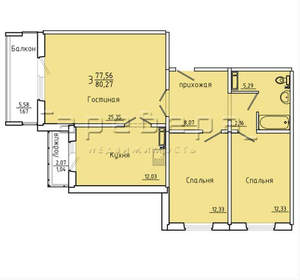 3-к квартира, вторичка, 80м2, 3/17 этаж