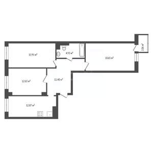 3-к квартира, вторичка, 77м2, 20/25 этаж