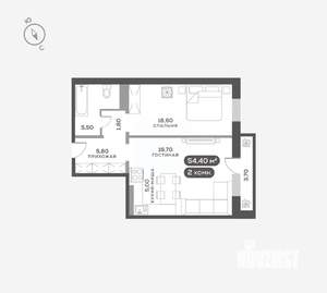 2-к квартира, вторичка, 54м2, 10/17 этаж