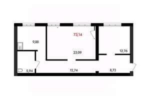 2-к квартира, вторичка, 73м2, 3/18 этаж
