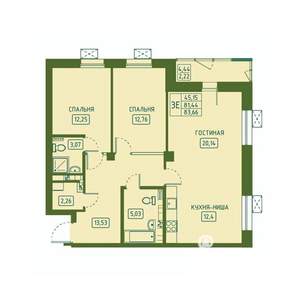 3-к квартира, вторичка, 84м2, 13/23 этаж