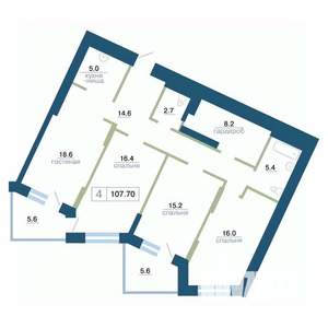 4-к квартира, вторичка, 108м2, 24/24 этаж