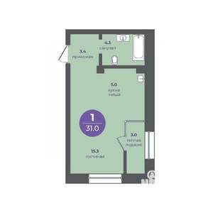 1-к квартира, вторичка, 31м2, 2/24 этаж