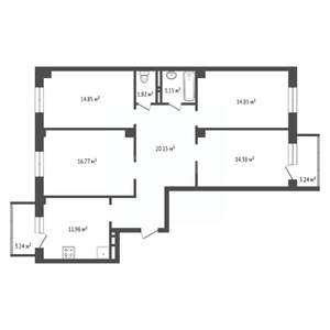 4-к квартира, вторичка, 100м2, 6/9 этаж