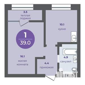 1-к квартира, вторичка, 36м2, 1/17 этаж