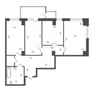 3-к квартира, вторичка, 73м2, 8/26 этаж