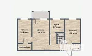 3-к квартира, вторичка, 57м2, 4/5 этаж