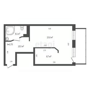 1-к квартира, вторичка, 51м2, 24/24 этаж