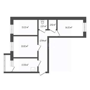 3-к квартира, вторичка, 91м2, 9/9 этаж