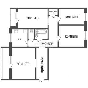 4-к квартира, вторичка, 78м2, 8/9 этаж