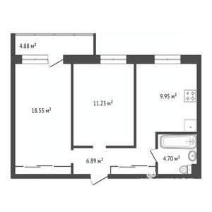 2-к квартира, вторичка, 53м2, 9/15 этаж